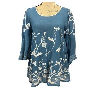Esley Boutique Sexy Back Festy Embroidered Blouse